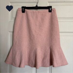 INC International Concepts Vintage Soft Pink A-Line Skirt Wool Godet Flounce